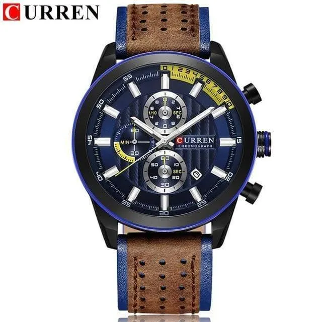 Armbanduhren Mode Neue Ankunft Kalender Casual Männer Uhren Hohe Qualität Lederband Chronograph Quarzuhr