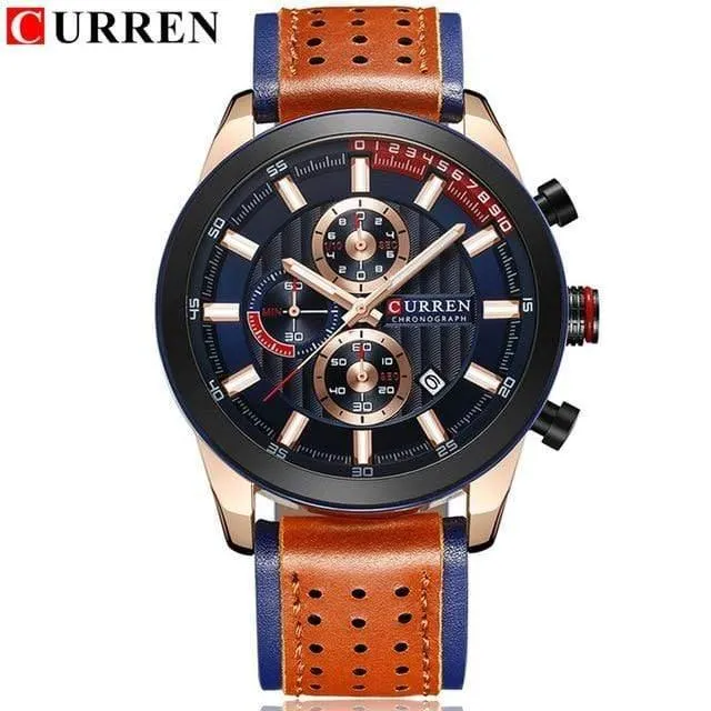 Armbanduhren Mode Neue Ankunft Kalender Casual Männer Uhren Hohe Qualität Lederband Chronograph Quarzuhr