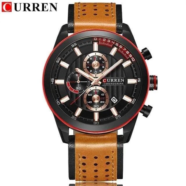 Armbanduhren Mode Neue Ankunft Kalender Casual Männer Uhren Hohe Qualität Lederband Chronograph Quarzuhr