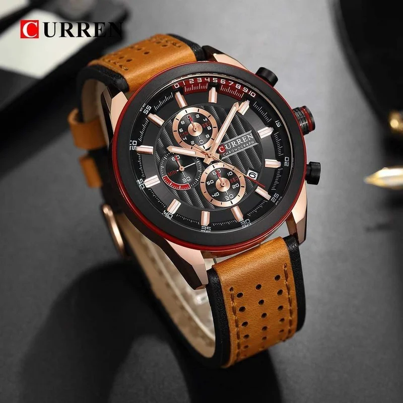 Armbanduhren Mode Neue Ankunft Kalender Casual Männer Uhren Hohe Qualität Lederband Chronograph Quarzuhr