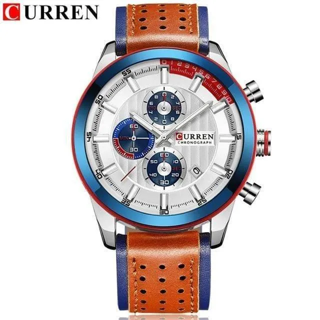 Armbanduhren Mode Neue Ankunft Kalender Casual Männer Uhren Hohe Qualität Lederband Chronograph Quarzuhr