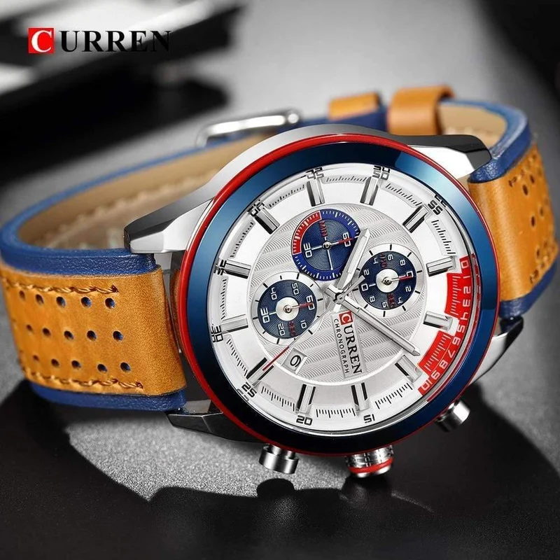 Armbanduhren Mode Neue Ankunft Kalender Casual Männer Uhren Hohe Qualität Lederband Chronograph Quarzuhr
