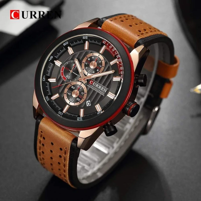 Armbanduhren Mode Neue Ankunft Kalender Casual Männer Uhren Hohe Qualität Lederband Chronograph Quarzuhr