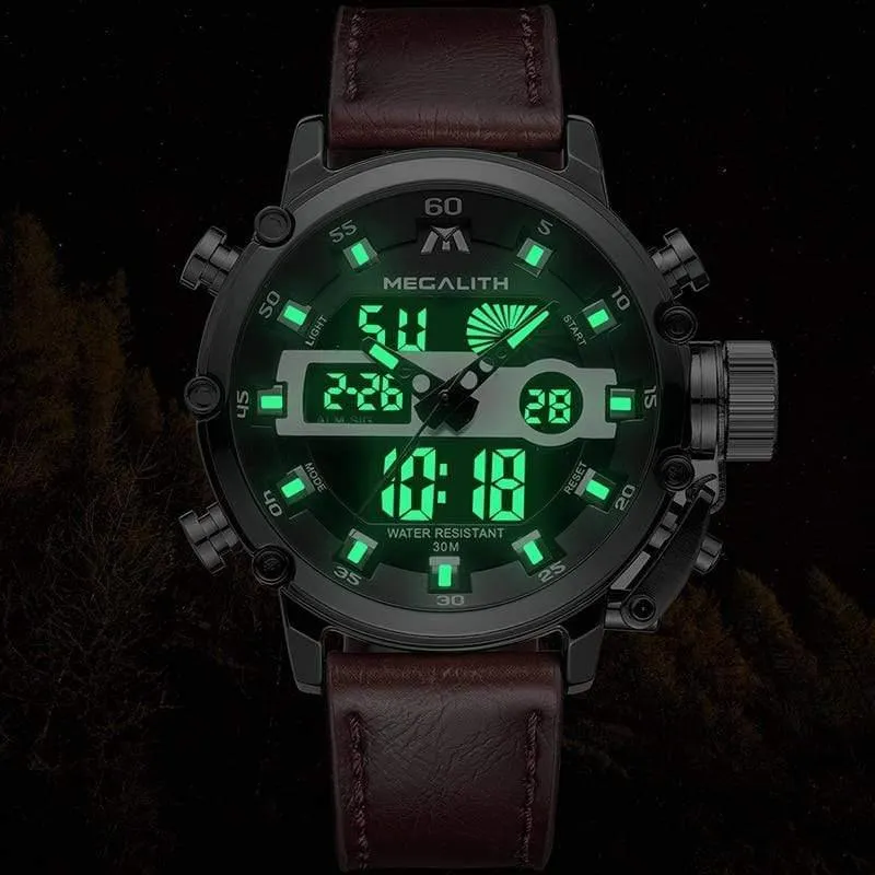 Herren LED Sport Quarzuhr Herren Multifunktions wasserdicht Datum leuchtende Armbanduhren Herren Uhr Horloges Mannen