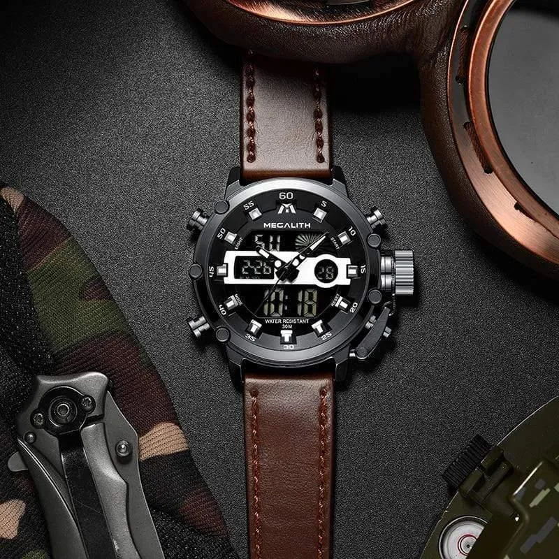 Herren LED Sport Quarzuhr Herren Multifunktions wasserdicht Datum leuchtende Armbanduhren Herren Uhr Horloges Mannen