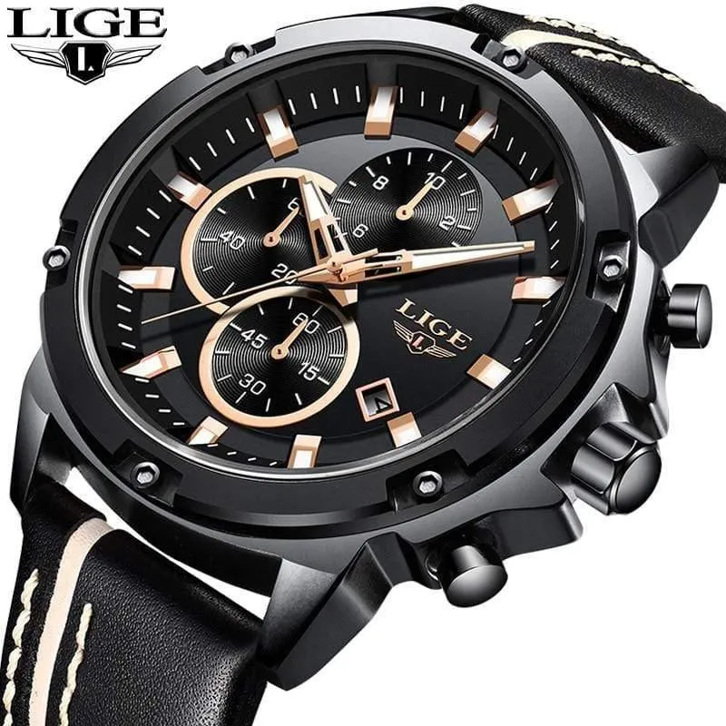 Männer Uhren Mode Chronograph Männlichen Top Marke Luxus Quarz Uhr Männer Leder Wasserdicht Sport Uhr Relogio Masculino