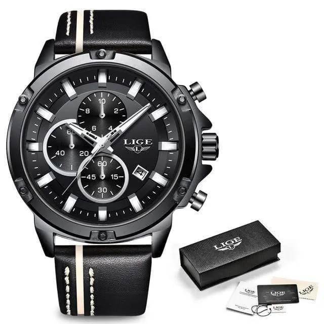 Männer Uhren Mode Chronograph Männlichen Top Marke Luxus Quarz Uhr Männer Leder Wasserdicht Sport Uhr Relogio Masculino