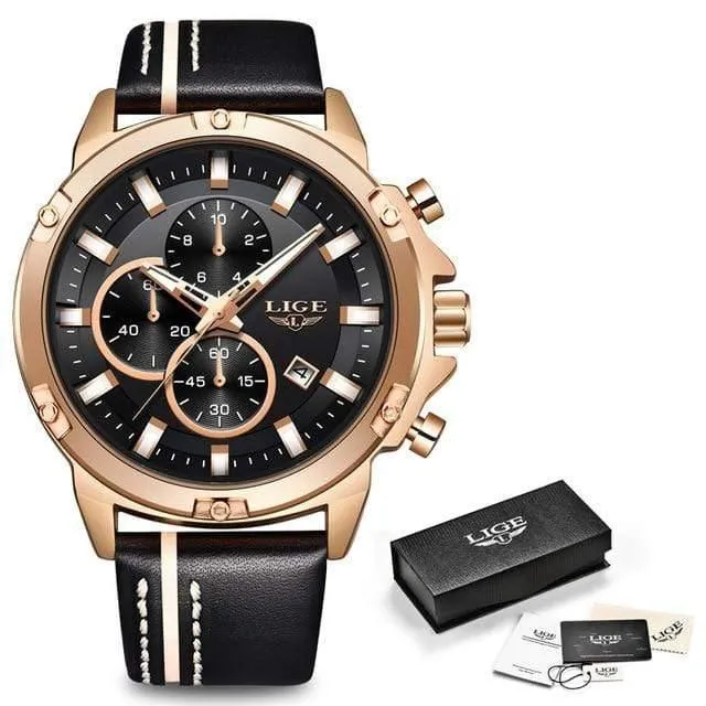 Männer Uhren Mode Chronograph Männlichen Top Marke Luxus Quarz Uhr Männer Leder Wasserdicht Sport Uhr Relogio Masculino