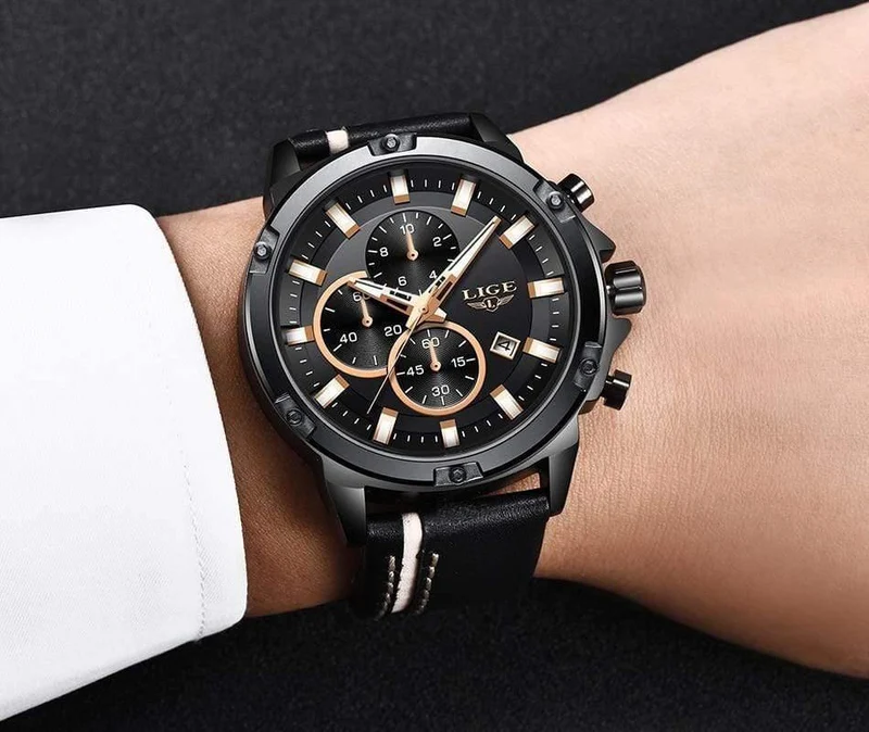 Männer Uhren Mode Chronograph Männlichen Top Marke Luxus Quarz Uhr Männer Leder Wasserdicht Sport Uhr Relogio Masculino