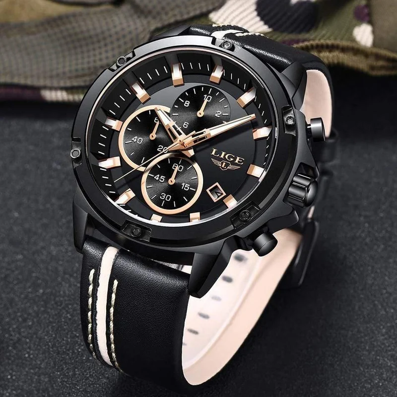 Männer Uhren Mode Chronograph Männlichen Top Marke Luxus Quarz Uhr Männer Leder Wasserdicht Sport Uhr Relogio Masculino