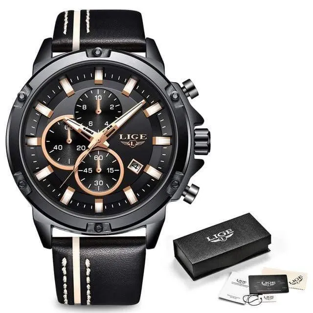 Männer Uhren Mode Chronograph Männlichen Top Marke Luxus Quarz Uhr Männer Leder Wasserdicht Sport Uhr Relogio Masculino