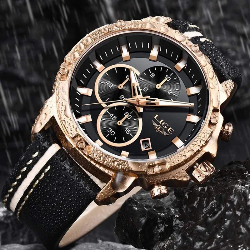 Männer Uhren Mode Chronograph Männlichen Top Marke Luxus Quarz Uhr Männer Leder Wasserdicht Sport Uhr Relogio Masculino