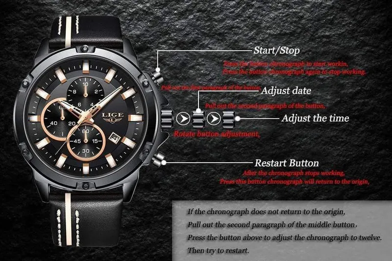 Männer Uhren Mode Chronograph Männlichen Top Marke Luxus Quarz Uhr Männer Leder Wasserdicht Sport Uhr Relogio Masculino