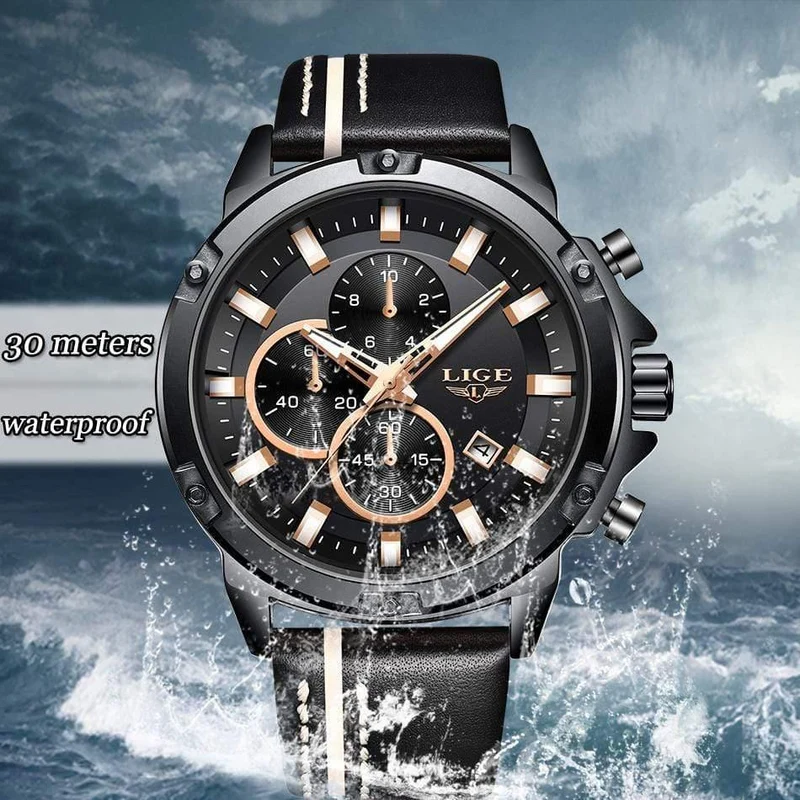 Männer Uhren Mode Chronograph Männlichen Top Marke Luxus Quarz Uhr Männer Leder Wasserdicht Sport Uhr Relogio Masculino