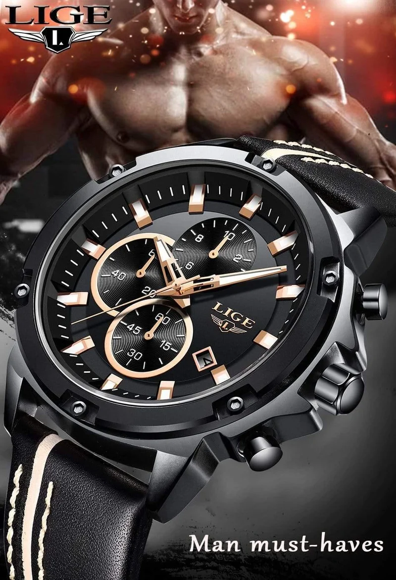 Männer Uhren Mode Chronograph Männlichen Top Marke Luxus Quarz Uhr Männer Leder Wasserdicht Sport Uhr Relogio Masculino