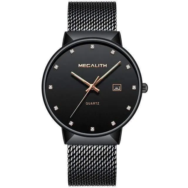 Uhr Männer Luxus Wasserdicht Datum Kalender Herren Uhren Schwarz Edelstahl Mesh Quarzuhr Herren Relogio Masculino