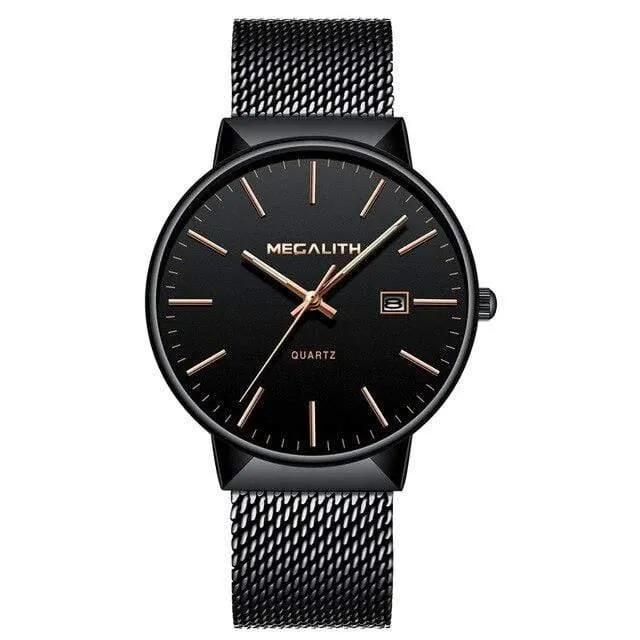 Uhr Männer Luxus Wasserdicht Datum Kalender Herren Uhren Schwarz Edelstahl Mesh Quarzuhr Herren Relogio Masculino