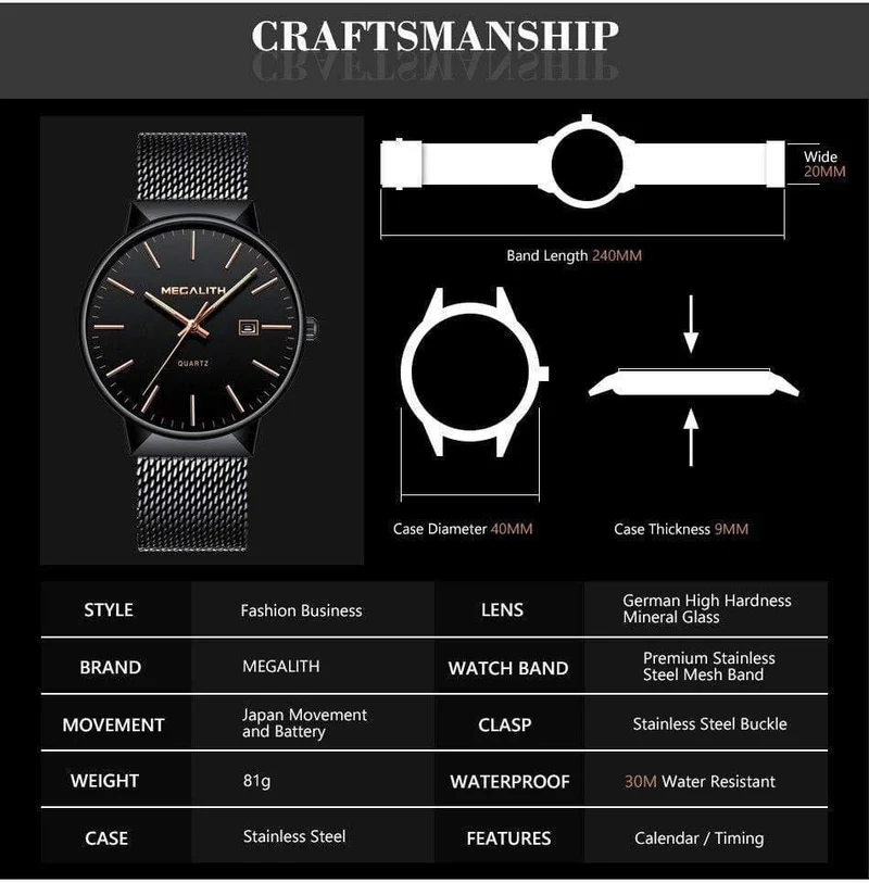Uhr Männer Luxus Wasserdicht Datum Kalender Herren Uhren Schwarz Edelstahl Mesh Quarzuhr Herren Relogio Masculino
