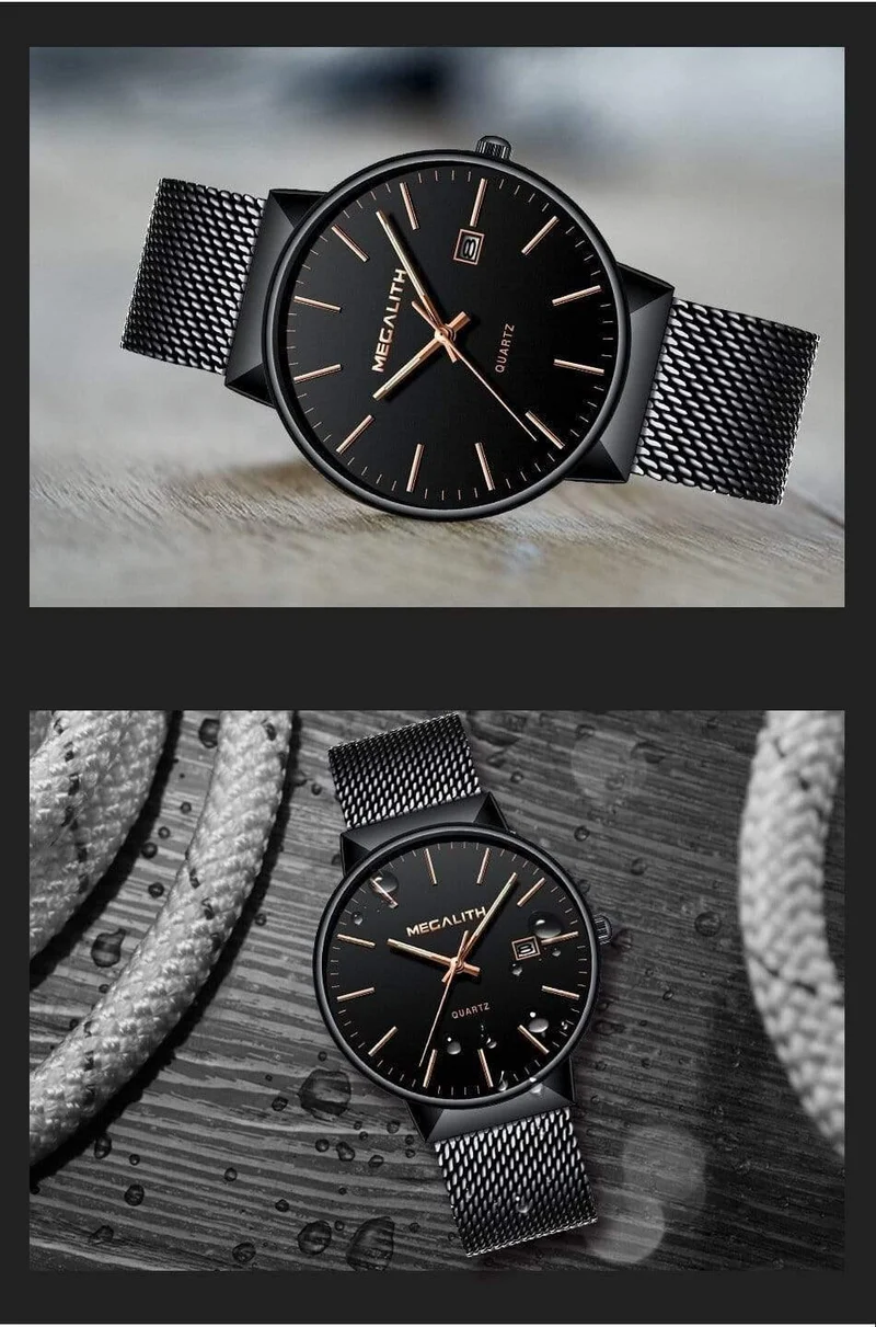 Uhr Männer Luxus Wasserdicht Datum Kalender Herren Uhren Schwarz Edelstahl Mesh Quarzuhr Herren Relogio Masculino