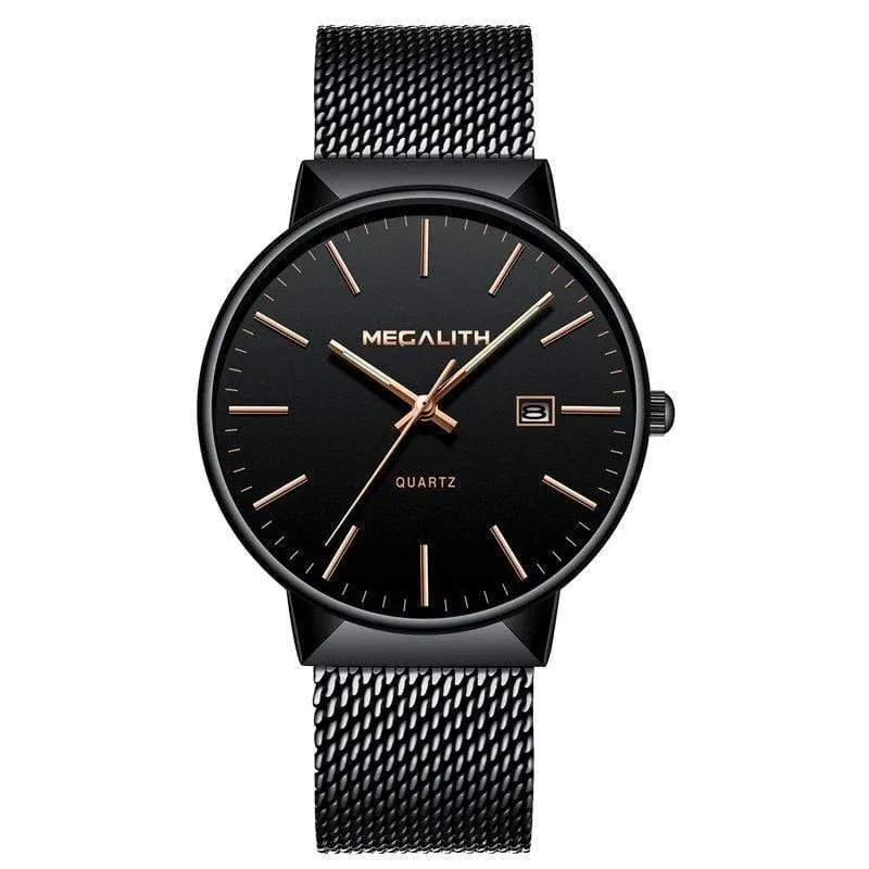 Uhr Männer Luxus Wasserdicht Datum Kalender Herren Uhren Schwarz Edelstahl Mesh Quarzuhr Herren Relogio Masculino