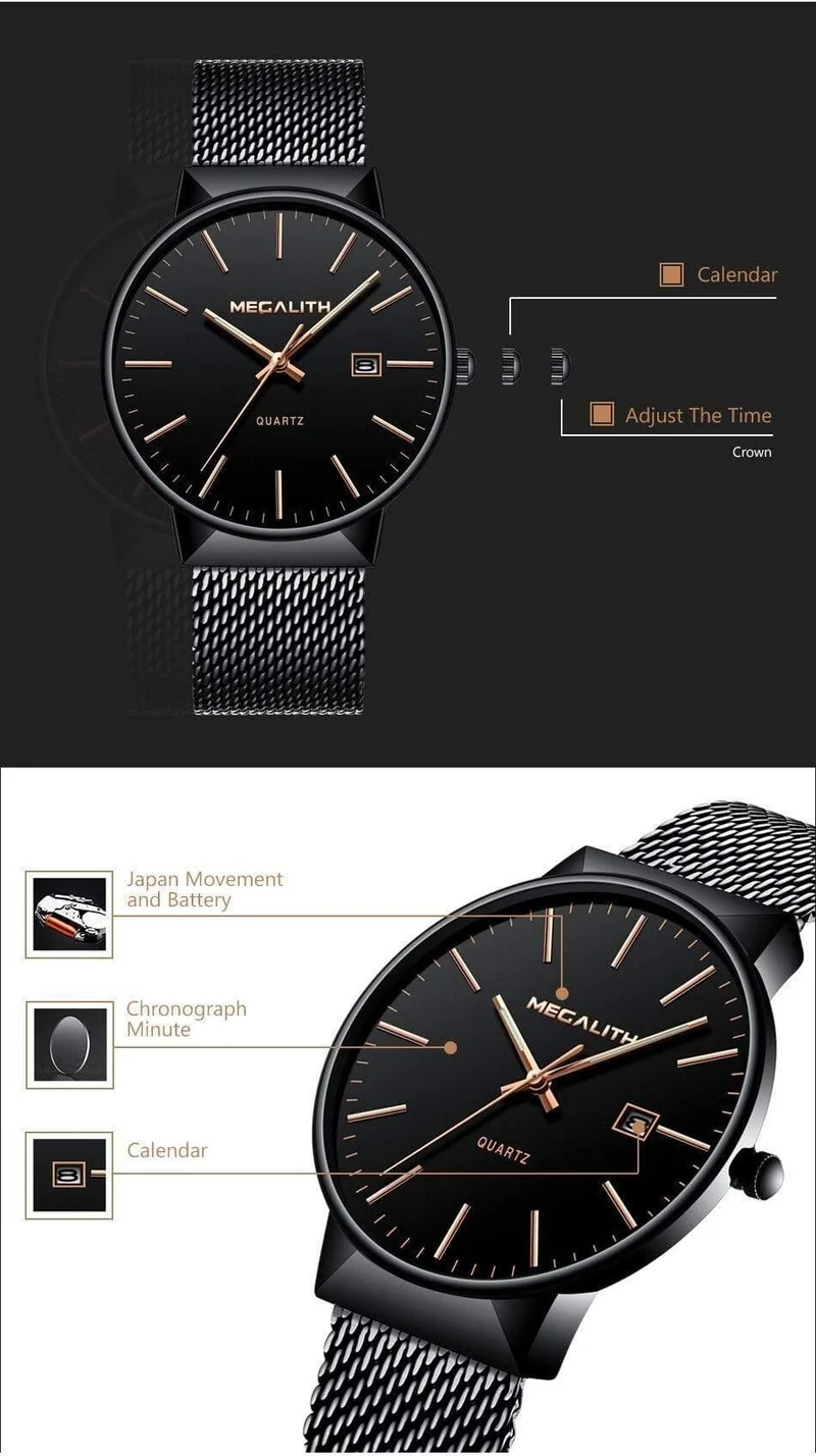 Uhr Männer Luxus Wasserdicht Datum Kalender Herren Uhren Schwarz Edelstahl Mesh Quarzuhr Herren Relogio Masculino