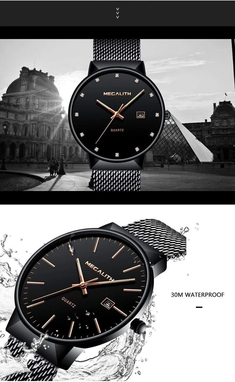 Uhr Männer Luxus Wasserdicht Datum Kalender Herren Uhren Schwarz Edelstahl Mesh Quarzuhr Herren Relogio Masculino