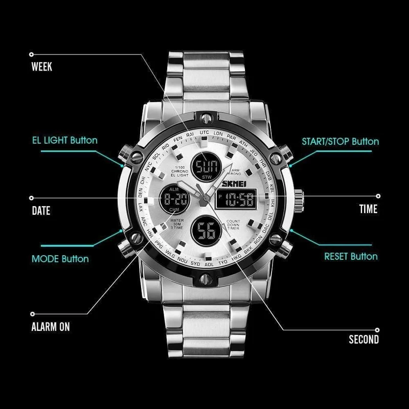 Uhr Männer Quarz Sport Uhr Luxury Business Edelstahl Band Männer Uhren Wasserdichte Uhr reloj hombre