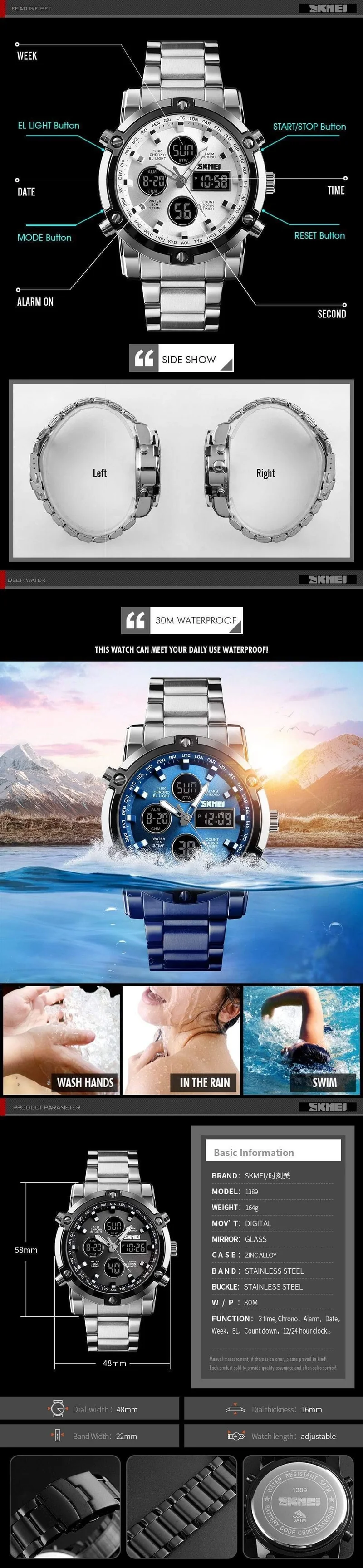 Uhr Männer Quarz Sport Uhr Luxury Business Edelstahl Band Männer Uhren Wasserdichte Uhr reloj hombre