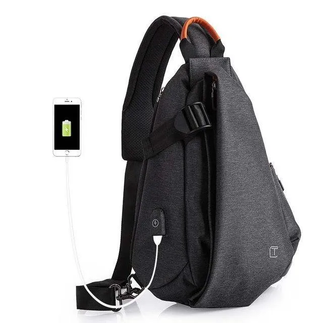 Multifunktionale modische Umhängetaschen für Herren mit USB-Ladefunktion, Brusttasche, Kurztrip-Umhängetasche, wasserabweisende Umhängetasche