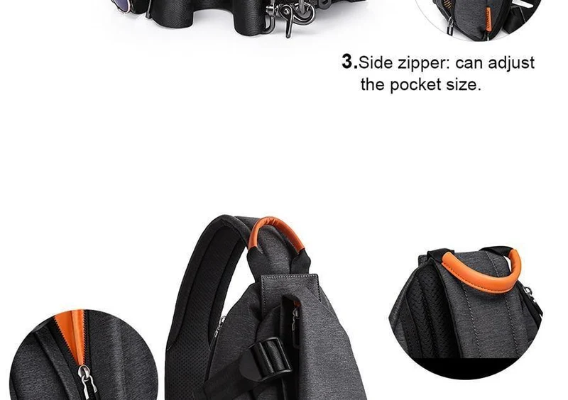 Multifunktionale modische Umhängetaschen für Herren mit USB-Ladefunktion, Brusttasche, Kurztrip-Umhängetasche, wasserabweisende Umhängetasche