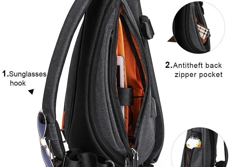 Multifunktionale modische Umhängetaschen für Herren mit USB-Ladefunktion, Brusttasche, Kurztrip-Umhängetasche, wasserabweisende Umhängetasche