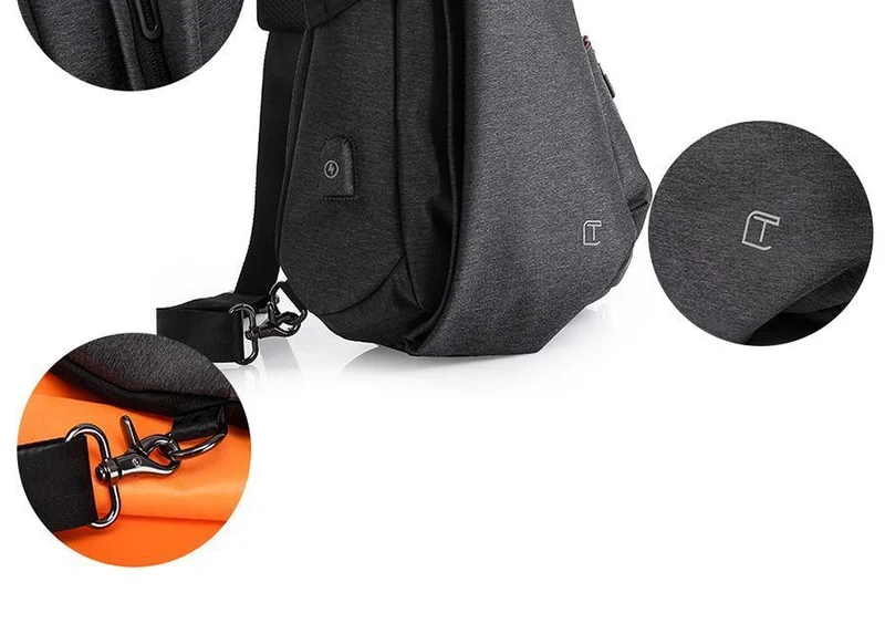 Multifunktionale modische Umhängetaschen für Herren mit USB-Ladefunktion, Brusttasche, Kurztrip-Umhängetasche, wasserabweisende Umhängetasche