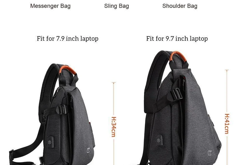 Multifunktionale modische Umhängetaschen für Herren mit USB-Ladefunktion, Brusttasche, Kurztrip-Umhängetasche, wasserabweisende Umhängetasche
