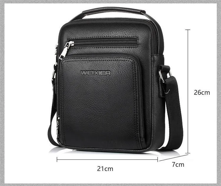 Modedesigner hochwertige PU-Leder Männer Umhängetasche lässig Reißverschluss Büro Messenger Bags für Männer Umhängetaschen