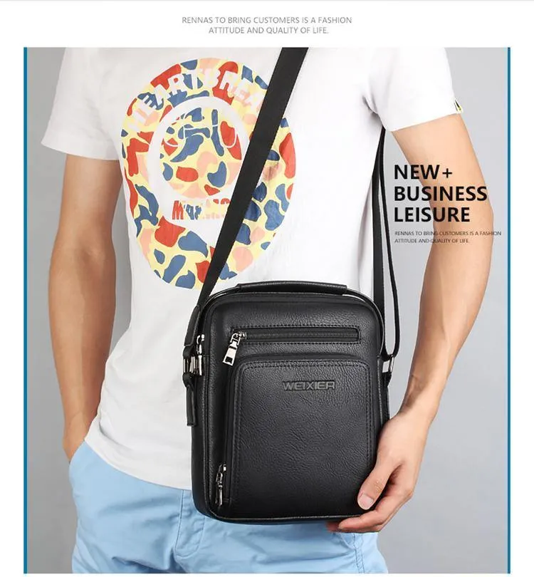 Modedesigner hochwertige PU-Leder Männer Umhängetasche lässig Reißverschluss Büro Messenger Bags für Männer Umhängetaschen