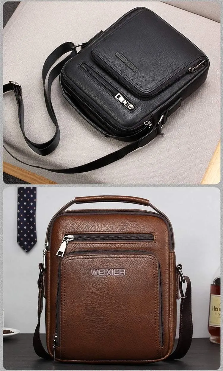 Modedesigner hochwertige PU-Leder Männer Umhängetasche lässig Reißverschluss Büro Messenger Bags für Männer Umhängetaschen