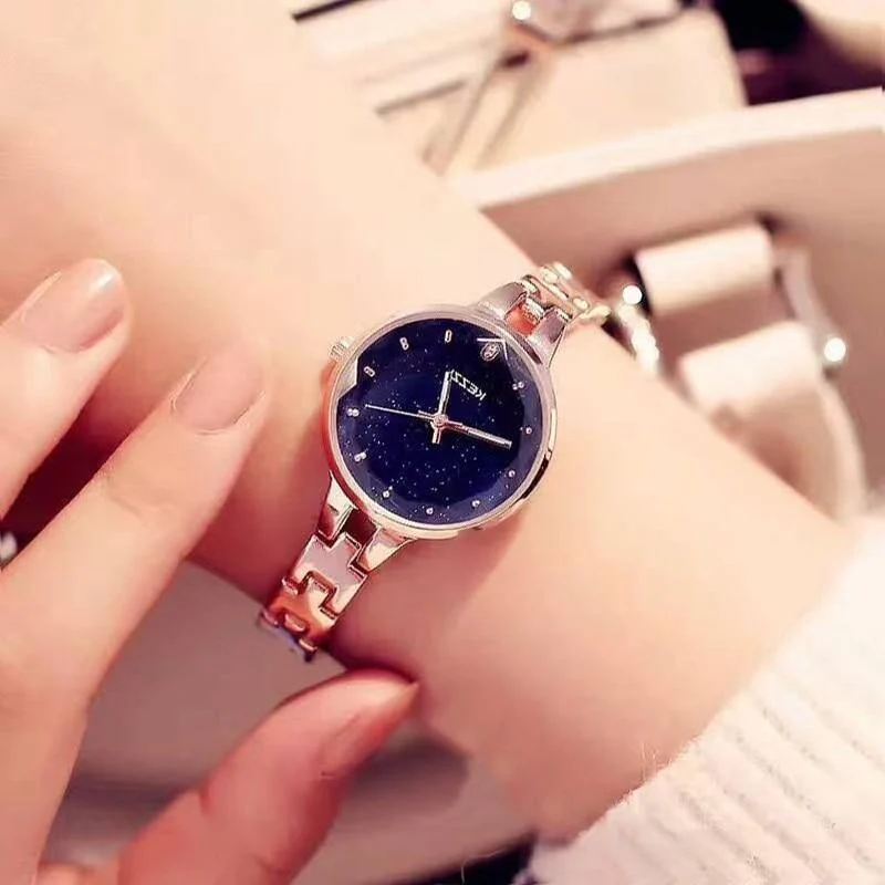 Frauen Edelstahl Uhr Damen Kristall Helle Sterne Armband Uhren Kleid Armbanduhr Montre Femme Muttertag