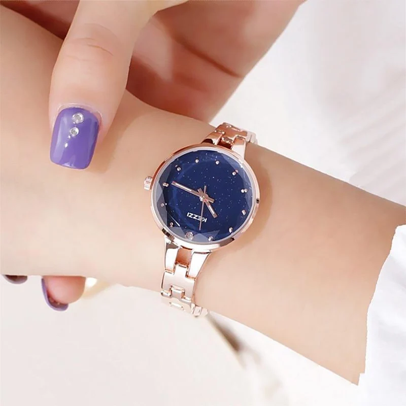 Frauen Edelstahl Uhr Damen Kristall Helle Sterne Armband Uhren Kleid Armbanduhr Montre Femme Muttertag