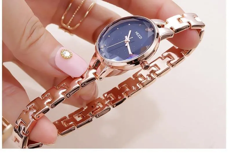 Frauen Edelstahl Uhr Damen Kristall Helle Sterne Armband Uhren Kleid Armbanduhr Montre Femme Muttertag