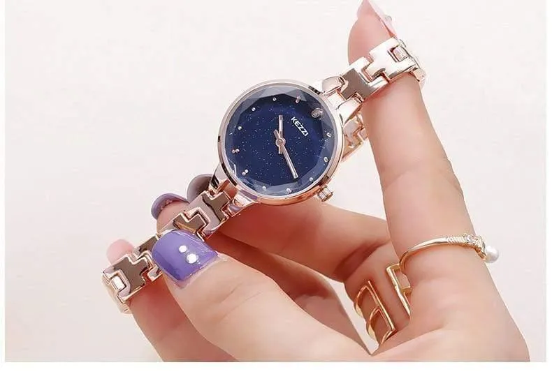 Frauen Edelstahl Uhr Damen Kristall Helle Sterne Armband Uhren Kleid Armbanduhr Montre Femme Muttertag