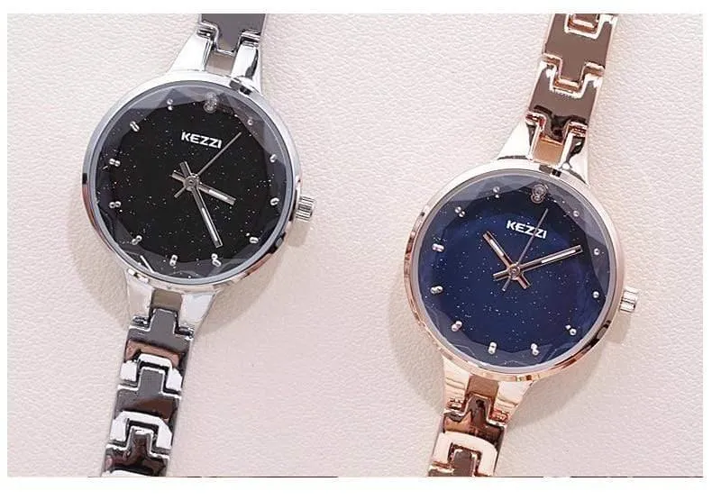 Frauen Edelstahl Uhr Damen Kristall Helle Sterne Armband Uhren Kleid Armbanduhr Montre Femme Muttertag