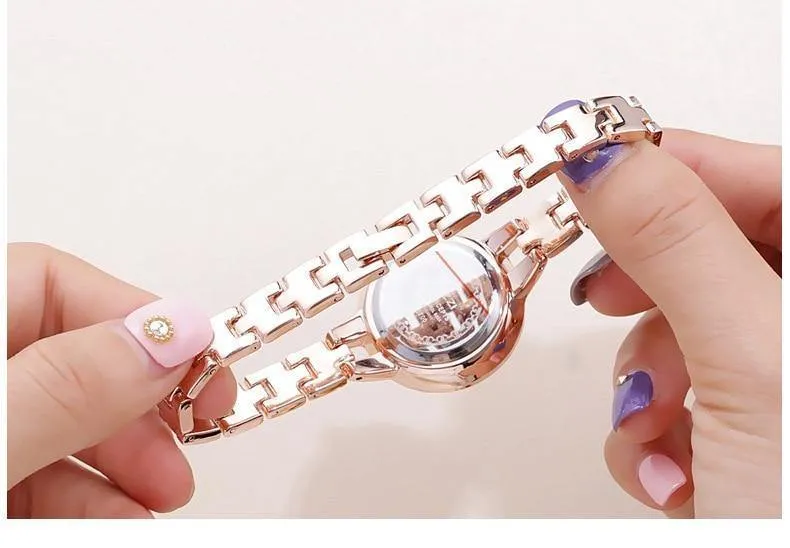 Frauen Edelstahl Uhr Damen Kristall Helle Sterne Armband Uhren Kleid Armbanduhr Montre Femme Muttertag