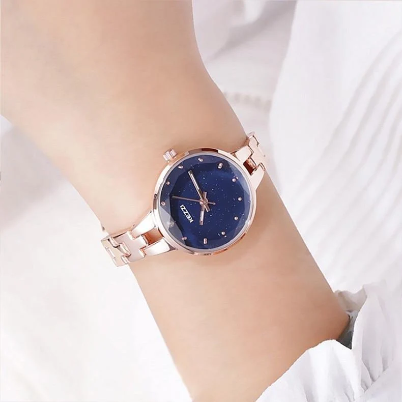 Frauen Edelstahl Uhr Damen Kristall Helle Sterne Armband Uhren Kleid Armbanduhr Montre Femme Muttertag