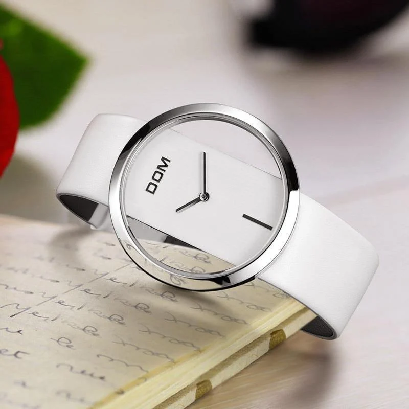 Mode lässig Quarz einzigartige stilvolle hohle Skelett Uhren Leder Sport Lady Armbanduhren 205L