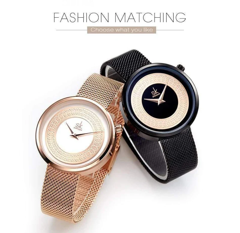 Shengke Frauen Uhren Frauen Mode Uhr Vintage Design Damen Uhr Luxus Marke Klassische Gold Metall Scheibe Zegarek Damski