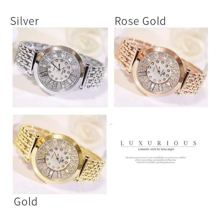 Uhren Diamant Luxus Berühmte Marke Elegante Kleid Quarz Uhren Damen Strass Armbanduhr Relogios Femininos ZDJ006