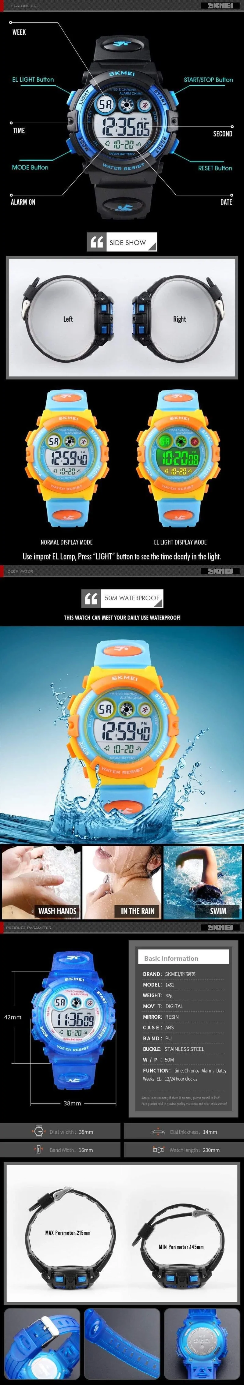 Sport-Kinderuhr, wasserdicht, LED, digital, Kinderuhren, luxuriöse elektronische Uhr für Kinder, Jungen, Mädchen, Geschenke