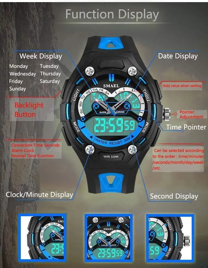 Kinderuhren Sport wasserdicht Kind elektronische LED 1339 Uhr sicher Mädchen Jungen Spielzeug Uhr besten Geschenke