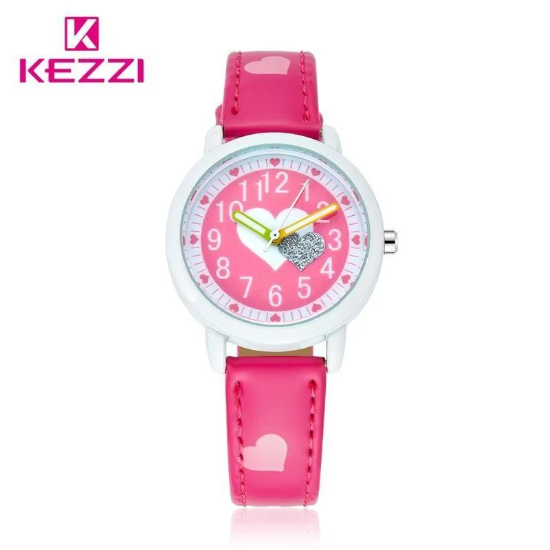 Liebe Herzen Kind Uhren Mädchen Leder Druck Armband Cartoon Kinder Uhr Studenten Quarz Armbanduhr Lässige Mode