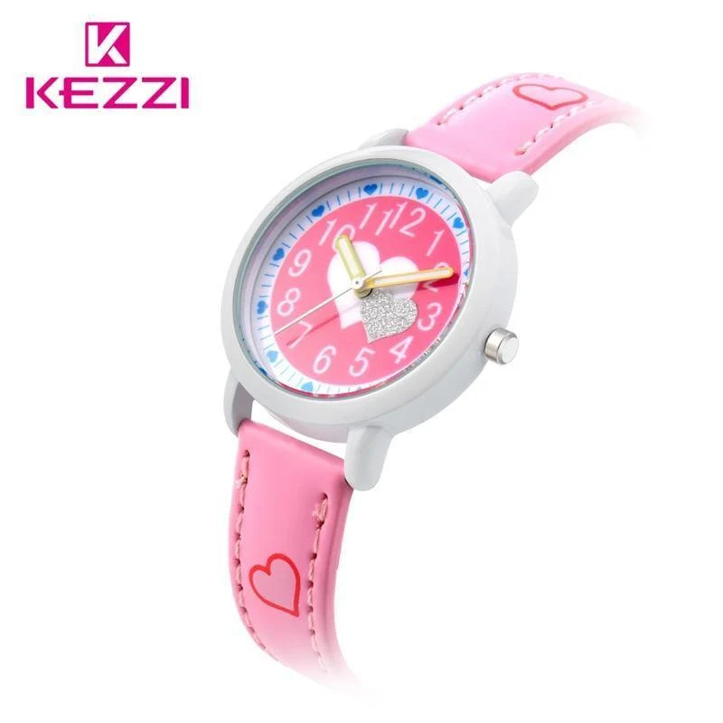 Liebe Herzen Kind Uhren Mädchen Leder Druck Armband Cartoon Kinder Uhr Studenten Quarz Armbanduhr Lässige Mode